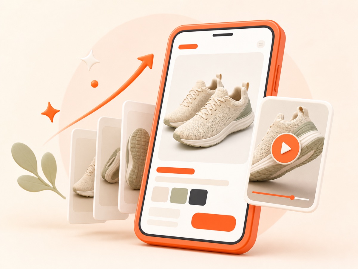 Contoh listing produk yang diperbaiki dengan video produk singkat